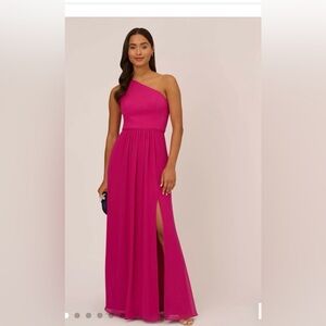 Adrianna Papell Fuchsia One-Shoulder Dress Gown NWT sz 14